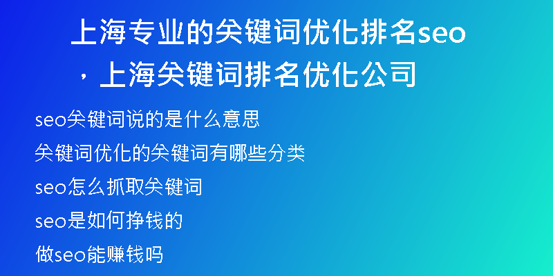 上海專業(yè)的關鍵詞優(yōu)化排名seo，上海關鍵詞排名優(yōu)化公司