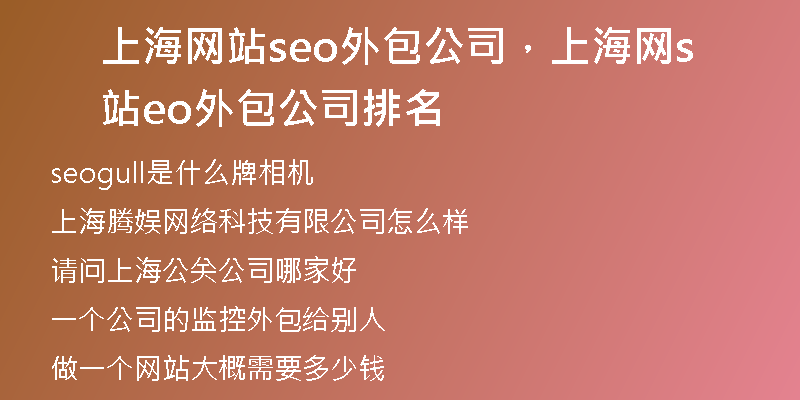 上海網(wǎng)站seo外包公司，上海網(wǎng)站seo外包公司排名