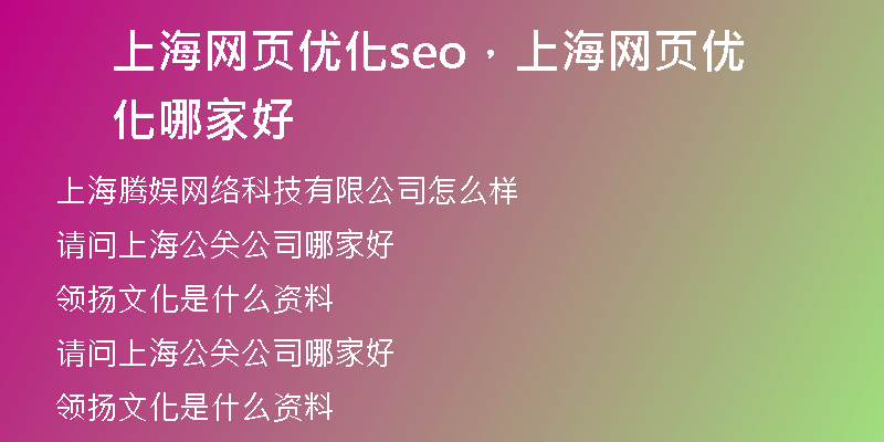 上海網(wǎng)頁優(yōu)化seo，上海網(wǎng)頁優(yōu)化哪家好