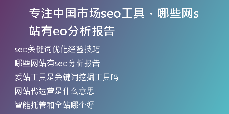 專注中國(guó)市場(chǎng)seo工具，哪些網(wǎng)站有seo分析報(bào)告