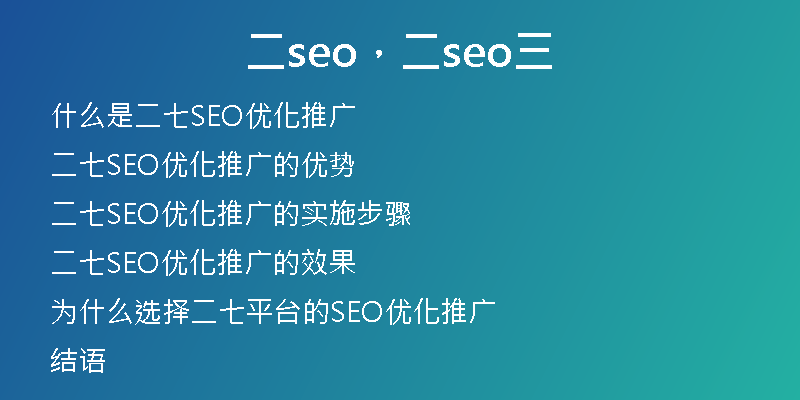 二seo，二seo三