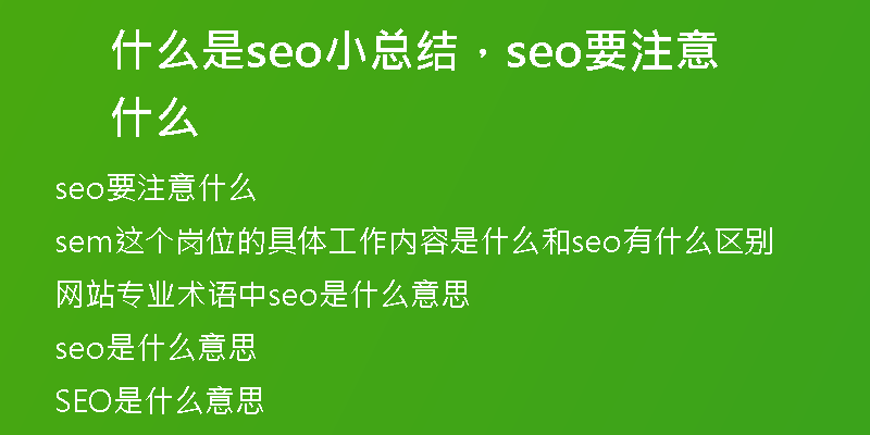 什么是seo小總結(jié)，seo要注意什么