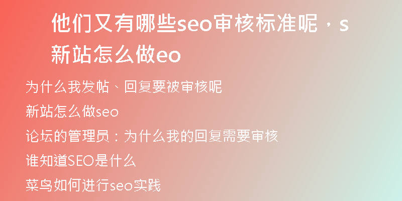 他們又有哪些seo審核標(biāo)準(zhǔn)呢，新站怎么做seo