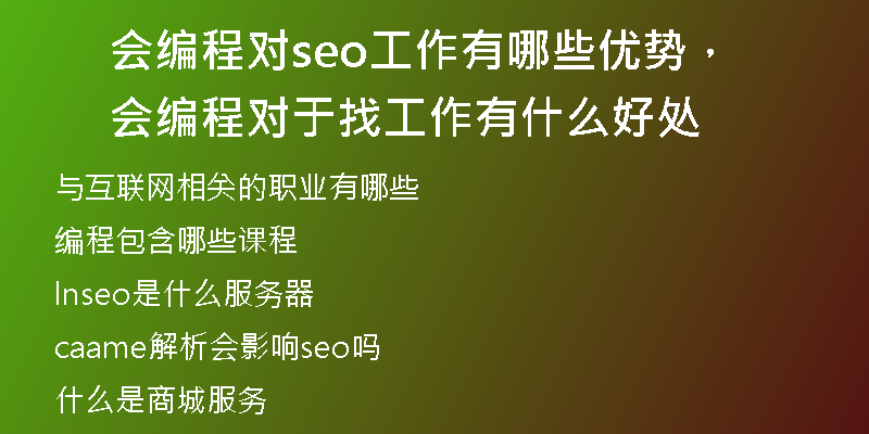 會(huì)編程對(duì)seo工作有哪些優(yōu)勢(shì)，會(huì)編程對(duì)于找工作有什么好處