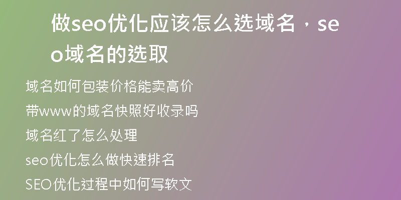 做seo優(yōu)化應(yīng)該怎么選域名，seo域名的選取